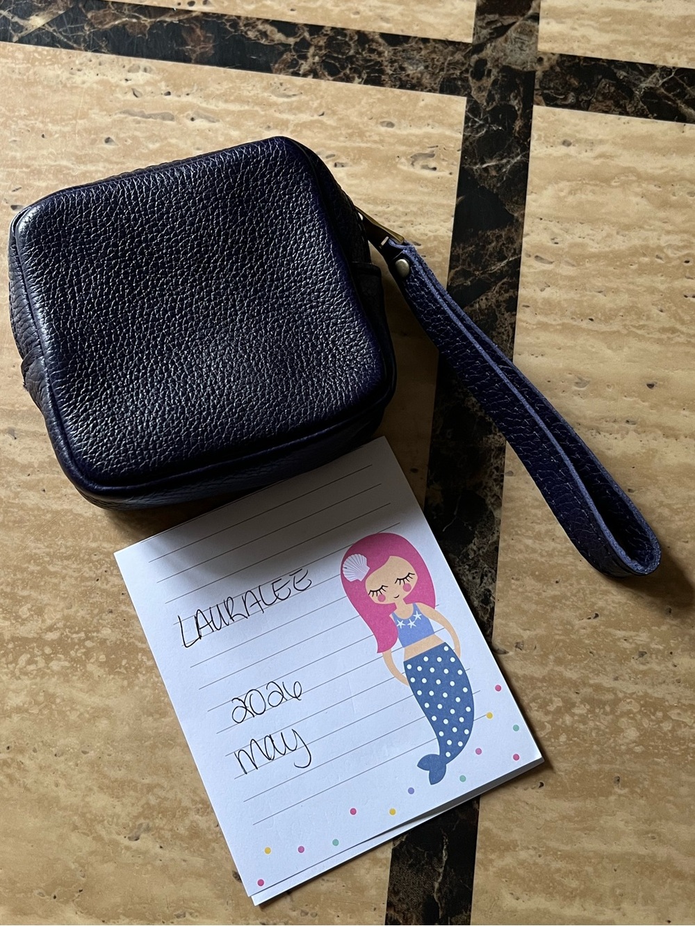 Portland leather COBALT SQUARE POUCH - Picture 2 of 6